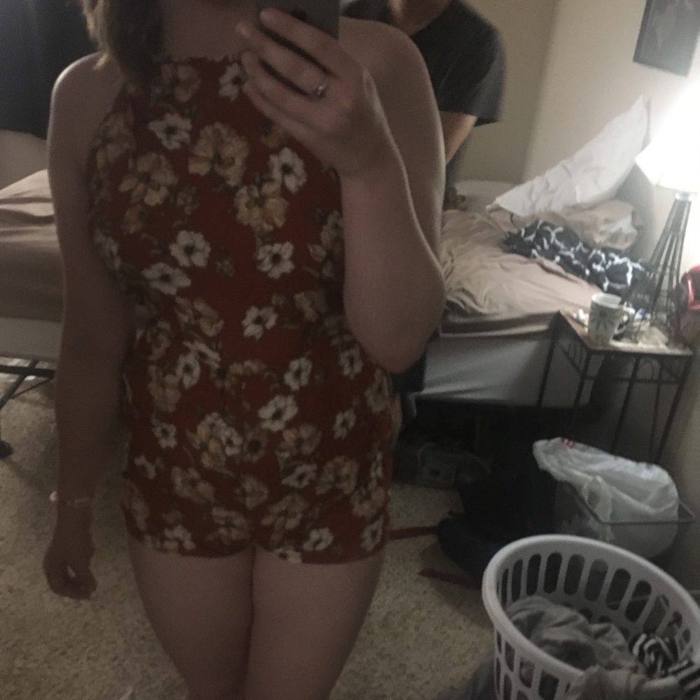 5 for $10 Forever 21 orange flowery romper